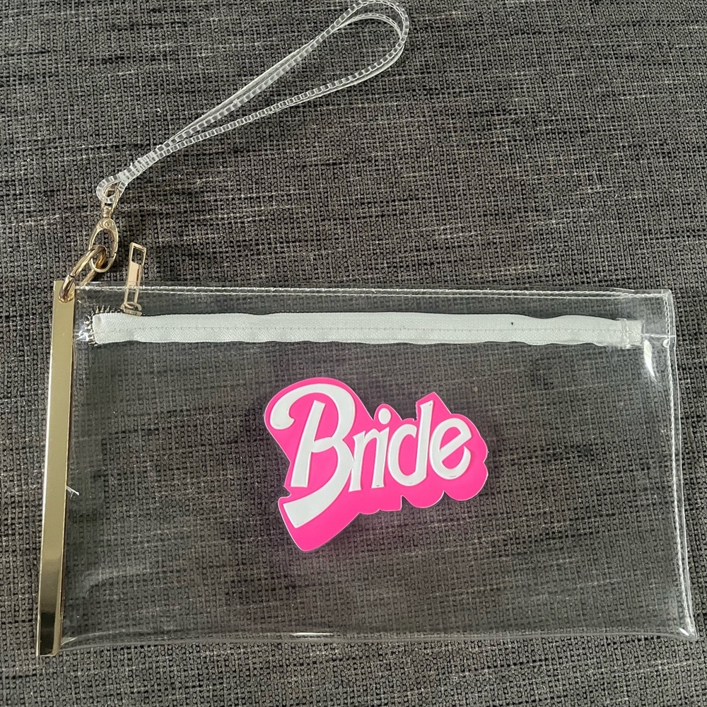 Bride Barbie Clear Clutch Wristlet